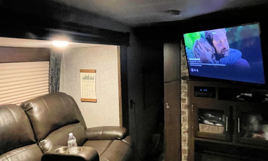RV couch and TV swivel